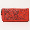 ADBGZ731 Hand Tooled Genuine Leather Floral Zip Organiser - Western Cowgirl Style