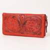 ADBGZ731 Hand Tooled Genuine Leather Floral Zip Organiser - Western Cowgirl Style