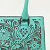 ADBGZ732 Turquoise Hand Tooled Leather Tote Bag - Western Floral Cowgirl Purse