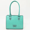 ADBGZ732 Turquoise Hand Tooled Leather Tote Bag - Western Floral Cowgirl Purse