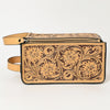 ADBGZ733 Natural Hand Tooled Leather Toiletry Bag - Western Floral Toiletry or Travel Case