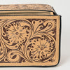 ADBGZ733 Natural Hand Tooled Leather Toiletry Bag - Western Floral Toiletry or Travel Case