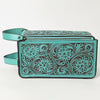 ADBGZ733 Natural Hand Tooled Leather Toiletry Bag - Western Floral Toiletry or Travel Case