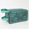 ADBGZ733 Natural Hand Tooled Leather Toiletry Bag - Western Floral Toiletry or Travel Case