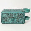 ADBGZ733 Natural Hand Tooled Leather Toiletry Bag - Western Floral Toiletry or Travel Case