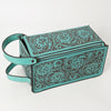 ADBGZ733 Natural Hand Tooled Leather Toiletry Bag - Western Floral Toiletry or Travel Case