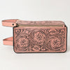 ADBGZ733 Natural Hand Tooled Leather Toiletry Bag - Western Floral Toiletry or Travel Case