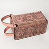 ADBGZ733 Natural Hand Tooled Leather Toiletry Bag - Western Floral Toiletry or Travel Case