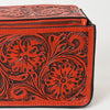 LC-ADBGZ733D Red Hand Tooled Leather Toiletry Bag - Western Floral Toiletry or Travel Case