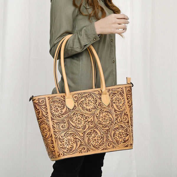 ADBGZ734A Tote Hand Tooled Genuine Western Leather Women Bag