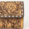 ADBGZ736 Hand Tooled Leather Tri-Fold Wallet - Natural Western Floral Cowgirl Style
