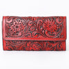 ADBGZ736 Hand Tooled Leather Tri-Fold Wallet - Natural Western Floral Cowgirl Style