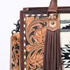 ADBG230 American Darling Hand Tooled Floral Western Leather Woven Saddle Blanket Tote Bag