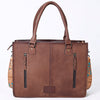 ADBG230 American Darling Hand Tooled Floral Western Leather Woven Saddle Blanket Tote Bag