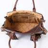 ADBG230 American Darling Hand Tooled Floral Western Leather Woven Saddle Blanket Tote Bag