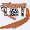 ADBG344 American Darling Hand Tooled Saddle Blanket Wristlet Bag