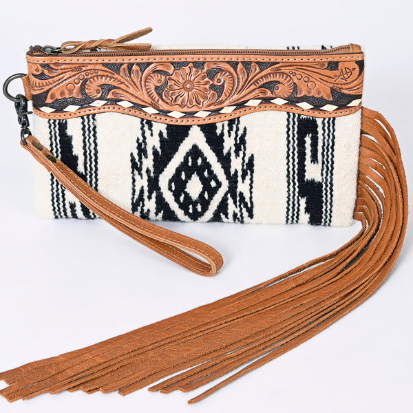 ADBG344 American Darling Hand Tooled Saddle Blanket Wristlet Bag