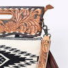ADBGS146 Aztec Wool & Tooled Leather Shoulder Bag - Western Fringe Crossbody