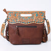 ADBGS146 Serape Wool & Turquoise Tooled Leather Crossbody - Fiesta Fringe Edition