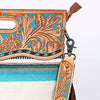 ADBGS146 Serape Wool & Turquoise Tooled Leather Crossbody - Fiesta Fringe Edition