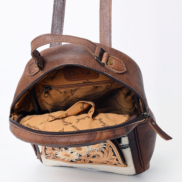 ADBGS156 Southwestern Saddle Blanket Backpack with Tooled Leather Accents - Western Style