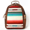 ADBGS156 Southwestern Saddle Blanket Backpack with Tooled Leather Accents - Western Style