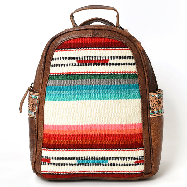 ADBGS156 Southwestern Saddle Blanket Backpack with Tooled Leather Accents - Western Style