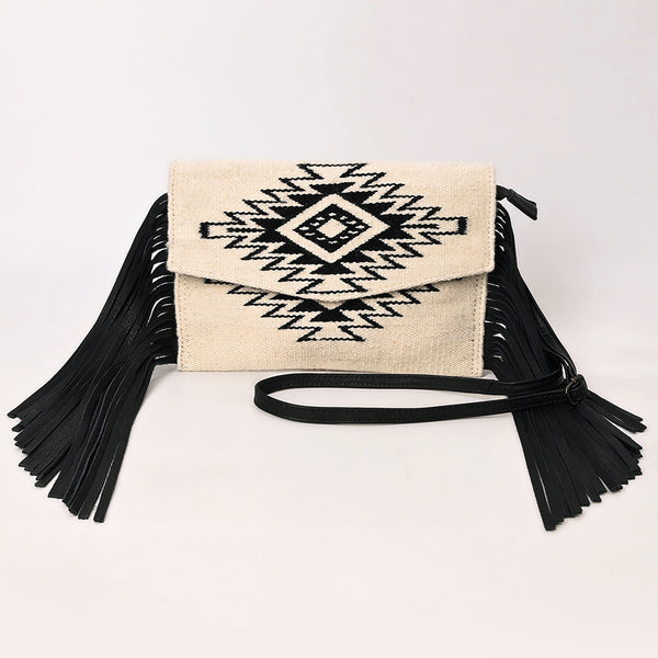 ADBGS178 Western Crossbody Envelope with Fringe - Wool Fabric