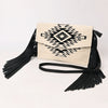 ADBGS178 Western Crossbody Envelope with Fringe - Wool Fabric