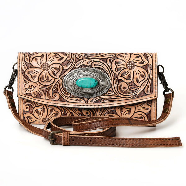 ADBG889 American Darling Hand Tooled Leather Wallet | Western Tooled Crossbody Wallet