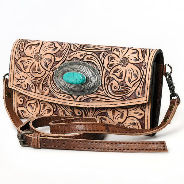 ADBG889 American Darling Hand Tooled Leather Wallet | Western Tooled Crossbody Wallet