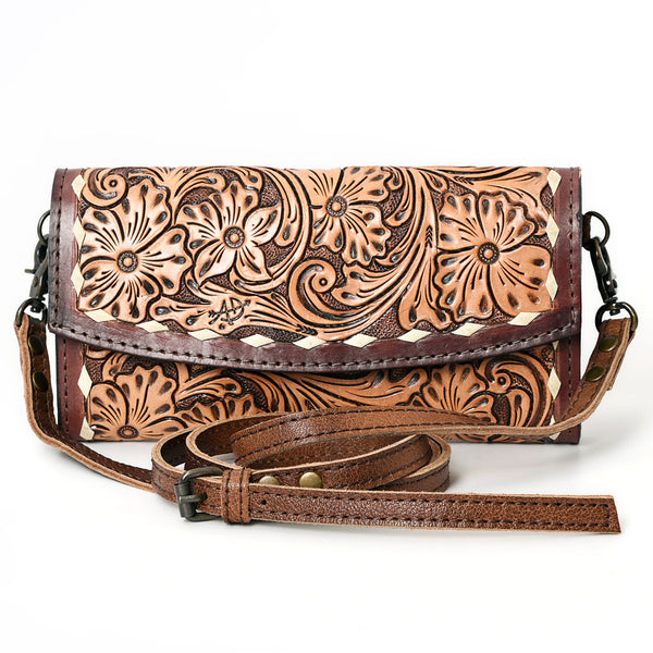 ADBG889 American Darling Hand Tooled Leather Wallet | Western Tooled Crossbody Wallet