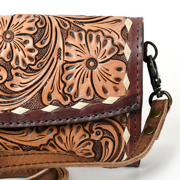 ADBG889 American Darling Hand Tooled Leather Wallet | Western Tooled Crossbody Wallet