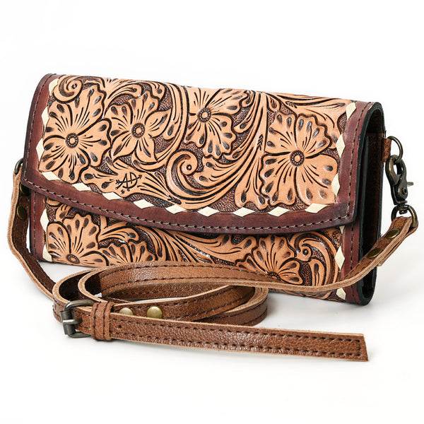 ADBG889 American Darling Hand Tooled Leather Wallet | Western Tooled Crossbody Wallet