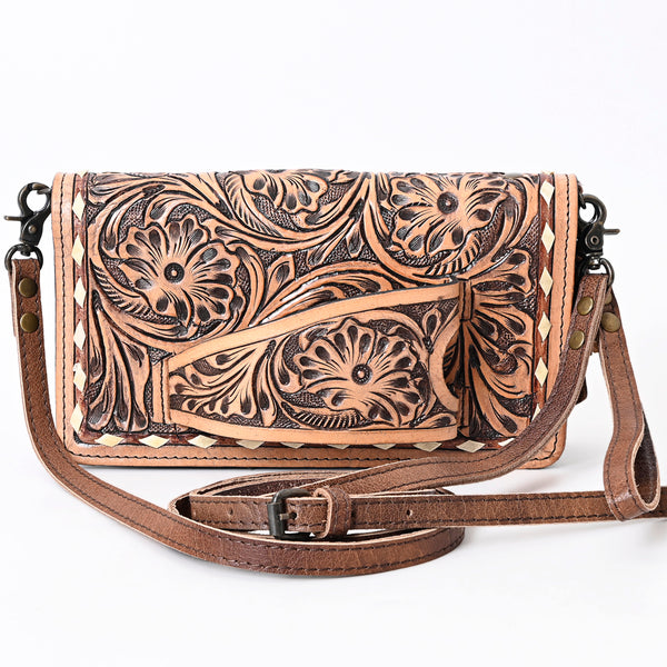ADBG485 Handcrafted Western Leather Tooled Crossbody Convertible Bag
