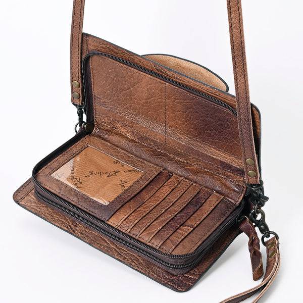 ADBG485 Handcrafted Western Leather Tooled Crossbody Convertible Bag