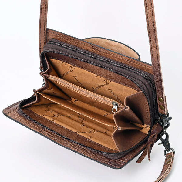 ADBG485 Handcrafted Western Leather Tooled Crossbody Convertible Bag