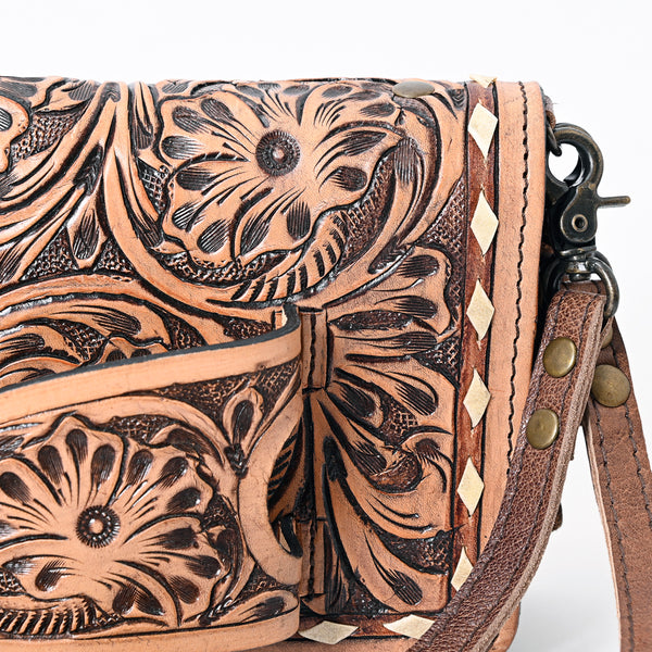 ADBG485 Handcrafted Western Leather Tooled Crossbody Convertible Bag