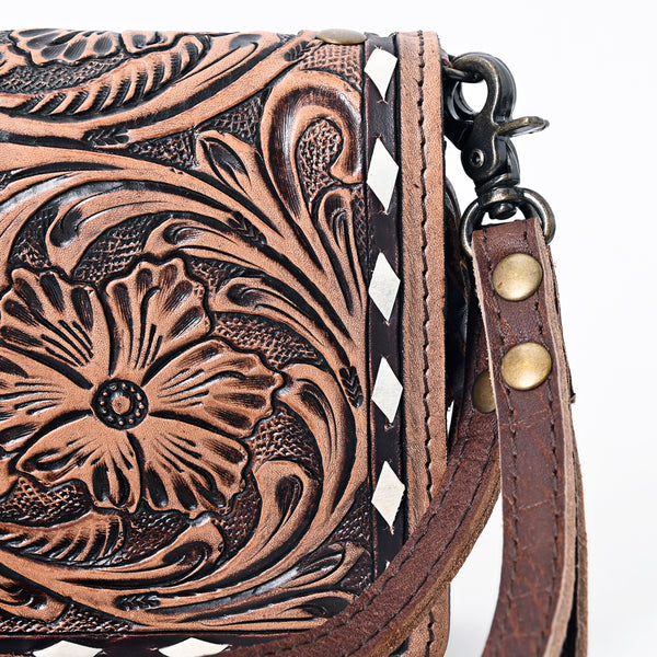 ADBG485 Handcrafted Western Leather Tooled Crossbody Convertible Bag