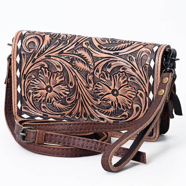 ADBG485 Handcrafted Western Leather Tooled Crossbody Convertible Bag