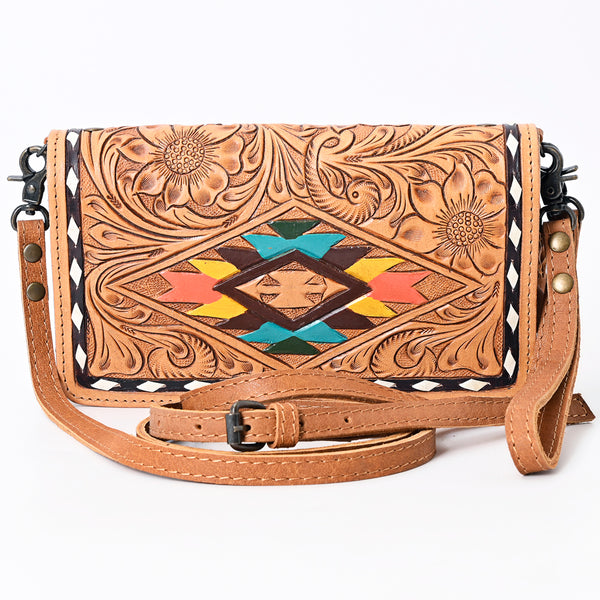 ADBG485 Handcrafted Western Leather Tooled Crossbody Convertible Bag