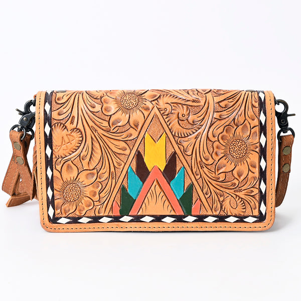 ADBG485 Handcrafted Western Leather Tooled Crossbody Convertible Bag