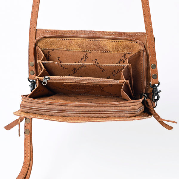 ADBG485 Handcrafted Western Leather Tooled Crossbody Convertible Bag