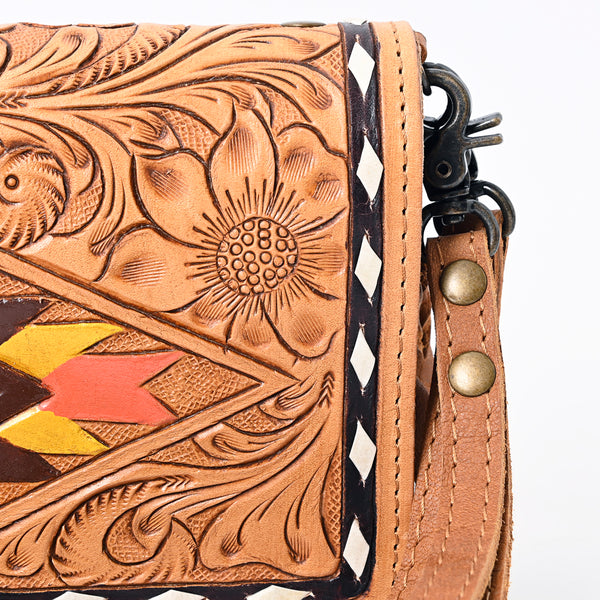 ADBG485 Handcrafted Western Leather Tooled Crossbody Convertible Bag