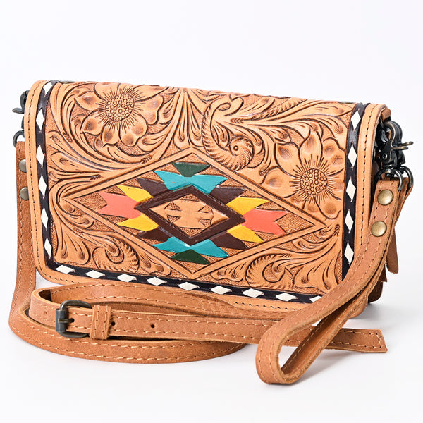 ADBG485 Handcrafted Western Leather Tooled Crossbody Convertible Bag