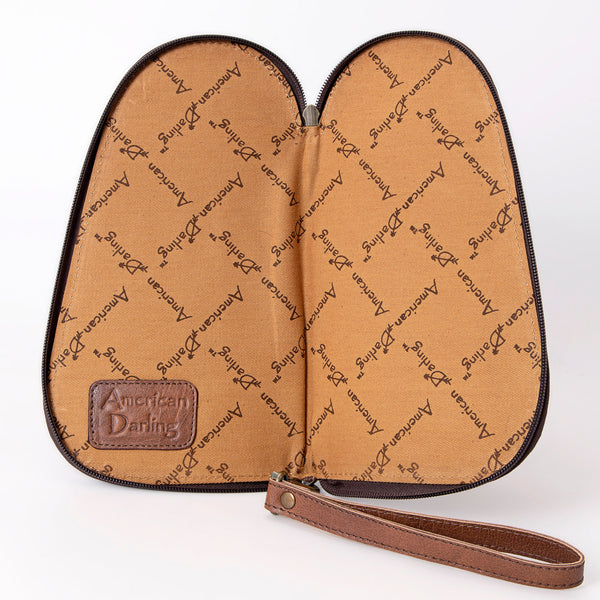 LC-ADGC101 Hand-Tooled Leather Gun Case / Pistol Pouch with Wristlet - American Darling