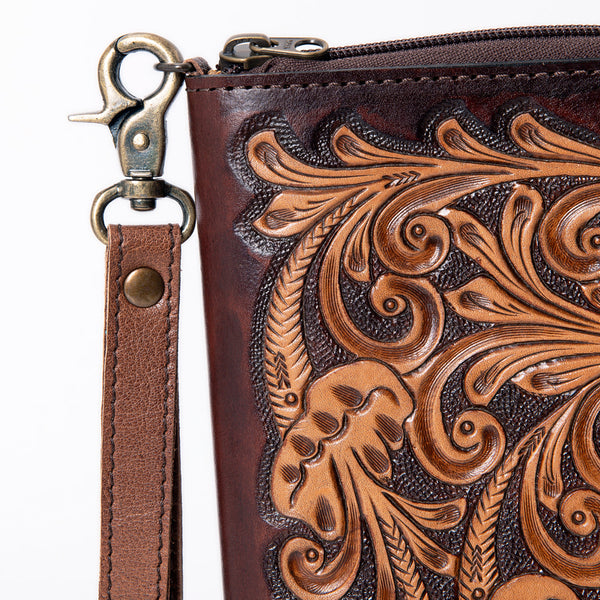 LC-ADGC101 Hand-Tooled Leather Gun Case / Pistol Pouch with Wristlet - American Darling