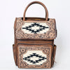 ADBG1088 American Darling Hand-Tooled Leather Western Backpack with Woven Saddle Blanket