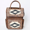 ADBG1088 American Darling Hand-Tooled Leather Western Backpack with Woven Saddle Blanket