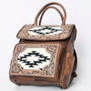 ADBG1088 American Darling Hand-Tooled Leather Western Backpack with Woven Saddle Blanket